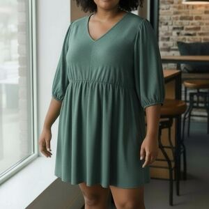 Ava & Viv Sea Green V-Neck Dress